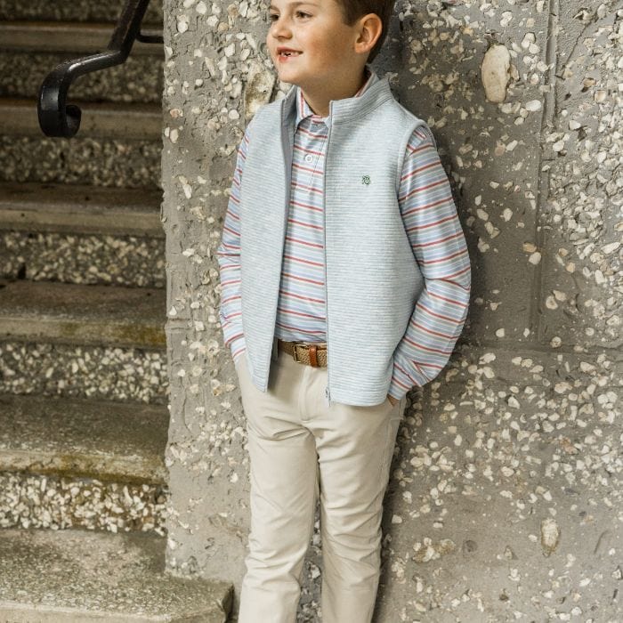 Bailey Boys Bailey Boys Harry Long Sleeve Striped Performance Polo Rust - Little Miss Muffin Children & Home