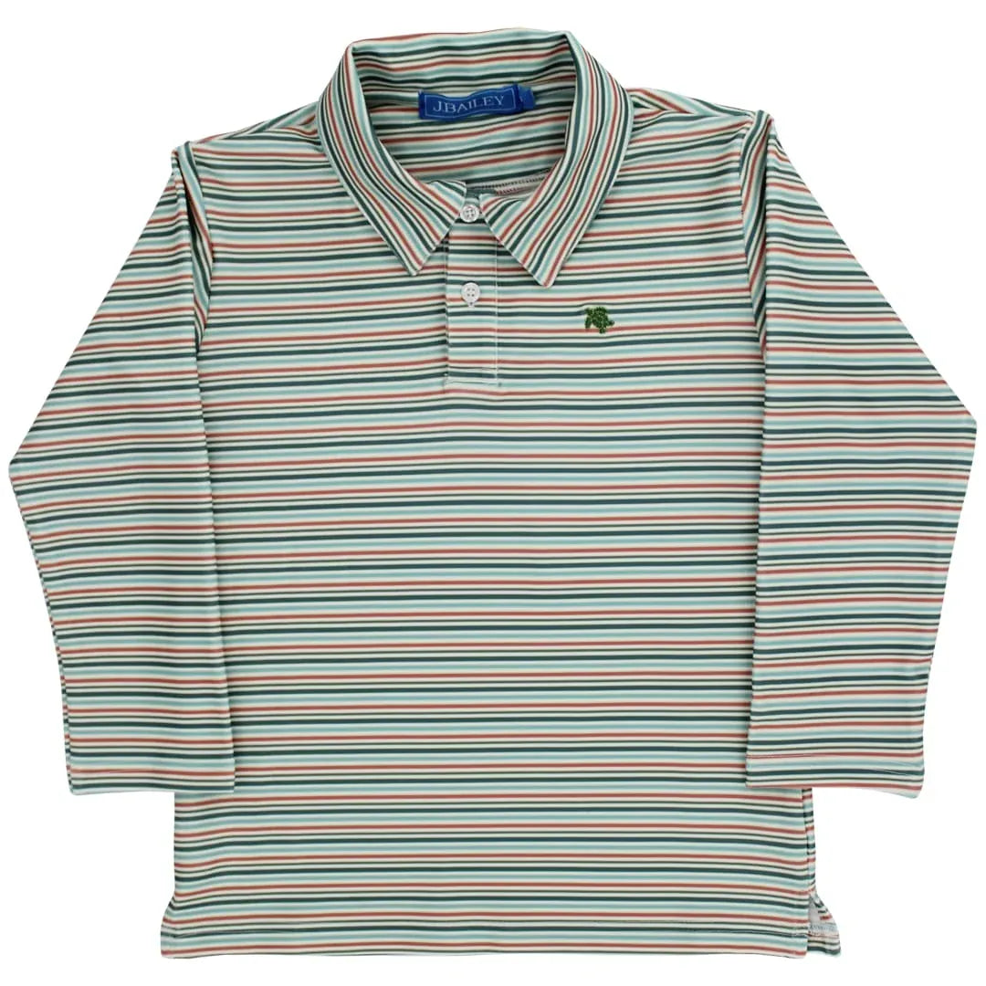 Henry Long Sleeve Striped Performance Polo in Harvest