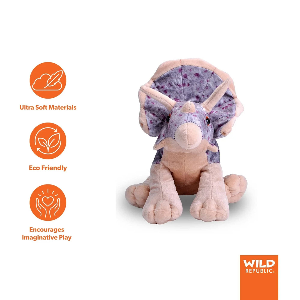 Wild Republic Cuddlekins Triceratops Plush, view 3