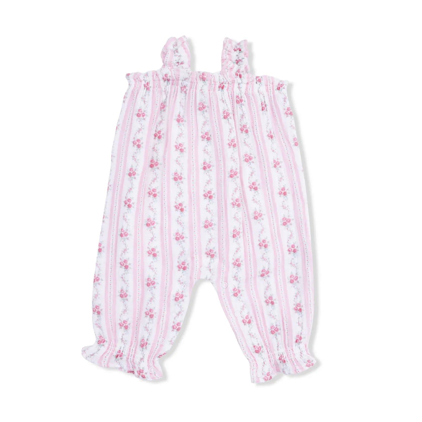 Winding Roses Stripe Ruffly Strap Overall