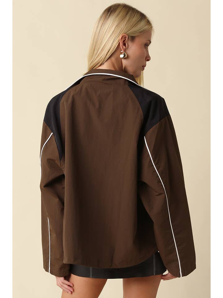 Eloise Contrast Panel Zip-Up Jacket, 2 Colors Available