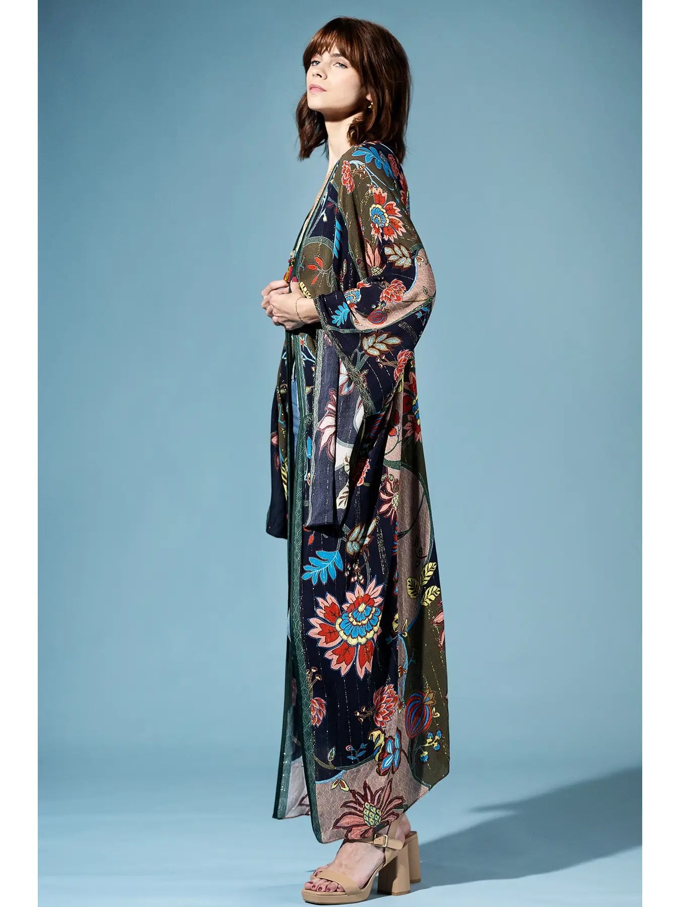 Midnight Fern Ethereal Bloom Kimono