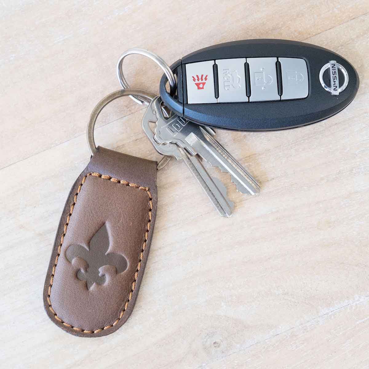 The Royal Standard The Royal Standard Fleur de Lis Leather Embossed Keychain - Little Miss Muffin Children & Home