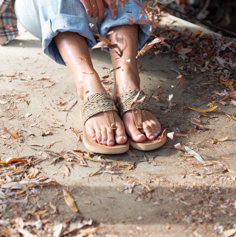 Flojos Flojos Gracia Hooded Thong Sandal in Tan Multi - Little Miss Muffin Children & Home