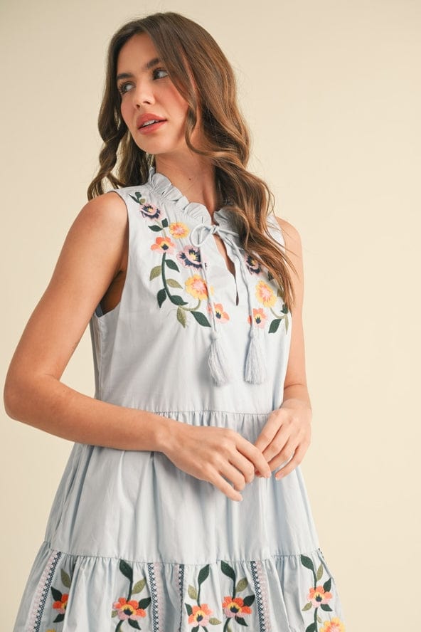 &merci Floral Embroidery Tiered Mini Dress - Little Miss Muffin Children & Home