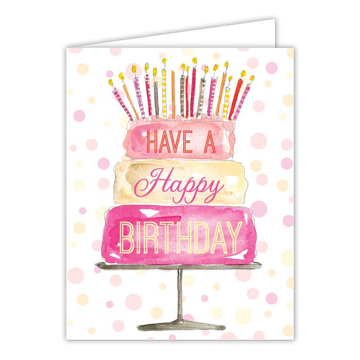RosanneBeck Collections Have a Happy Birthday Cake Pink Small Folded Greeting Card - Little Miss Muffin Children & Home