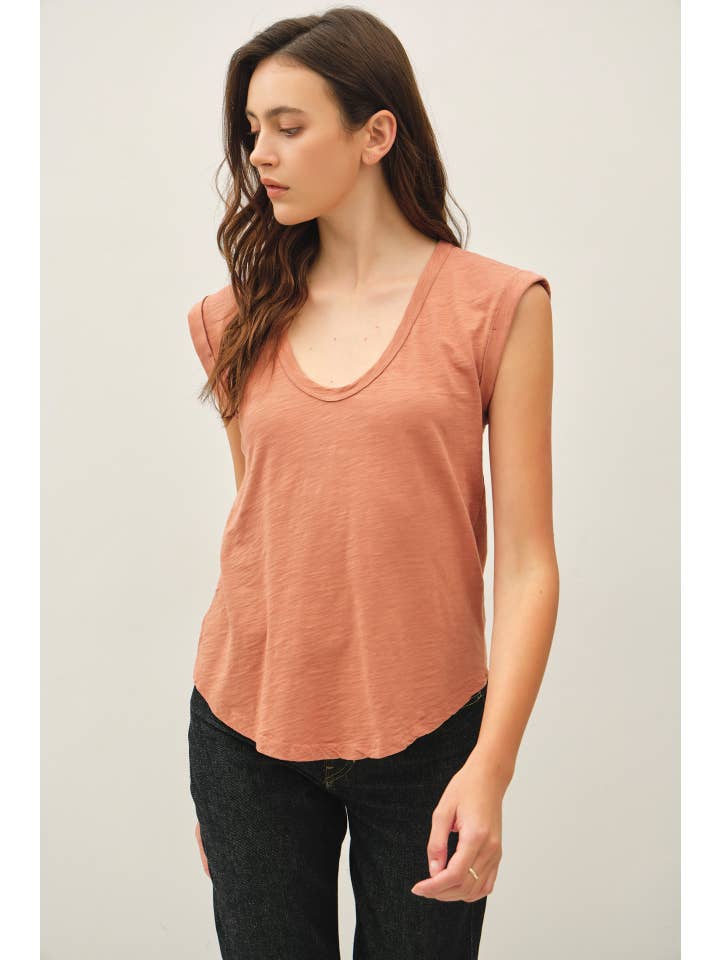 Be Cool Garment Dyed Scoop V-Neck Cap Sleeve Top, 8 Available Colors - Little Miss Muffin Children & Home