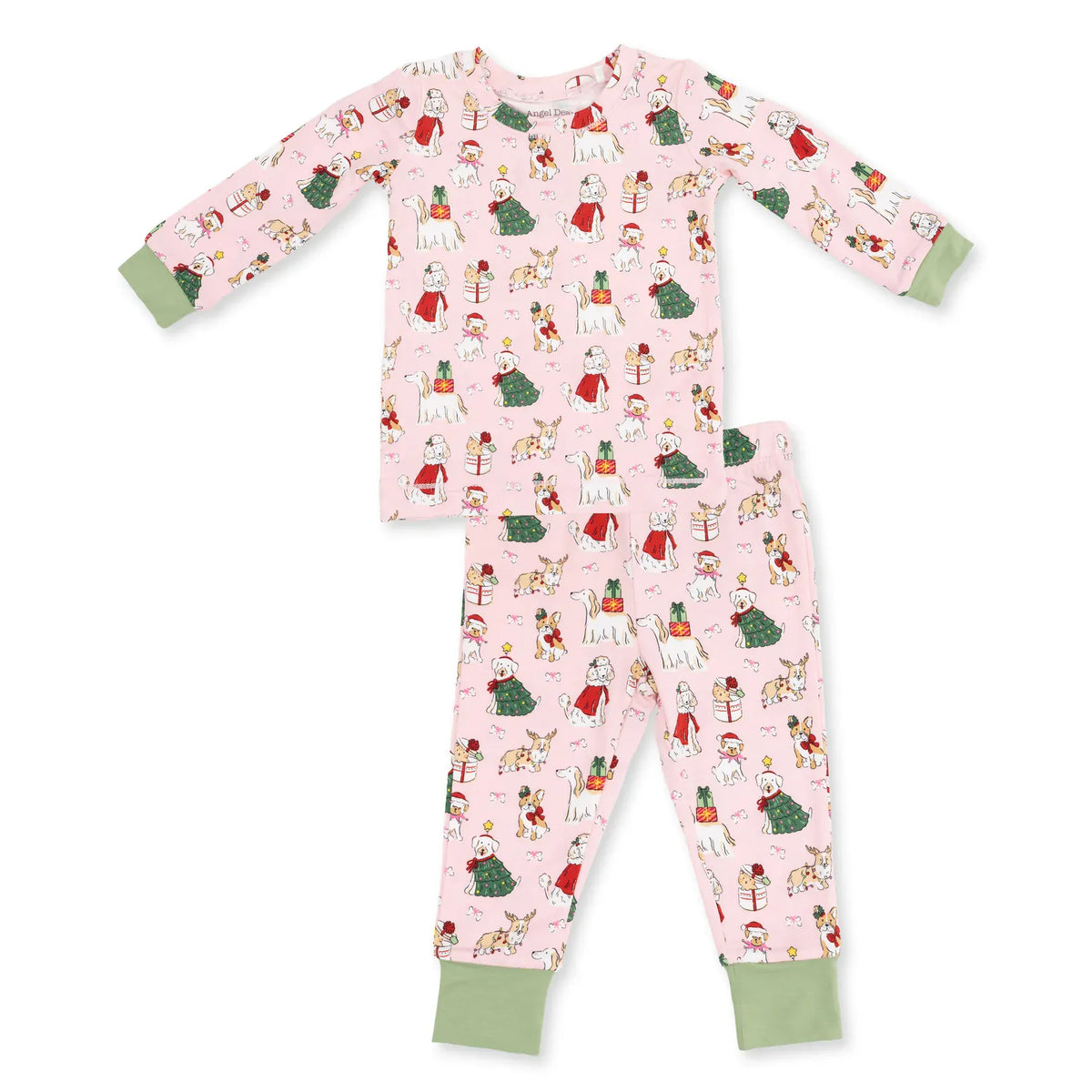 Angel Dear Christmas Dogs Pink Long Sleeve Loungewear Set - Little Miss Muffin Children & Home