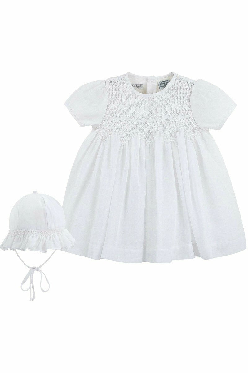 Baby Girl Special Occasion Christening Voile Dress with Bonnet