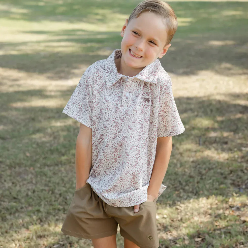 Henry Short Sleeve Performance Polo in Turkey Print