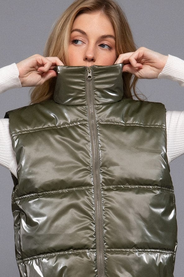 Active Basic Active Basic High Neck Zip-up Vest in Olive - Little Miss Muffin Children & Home