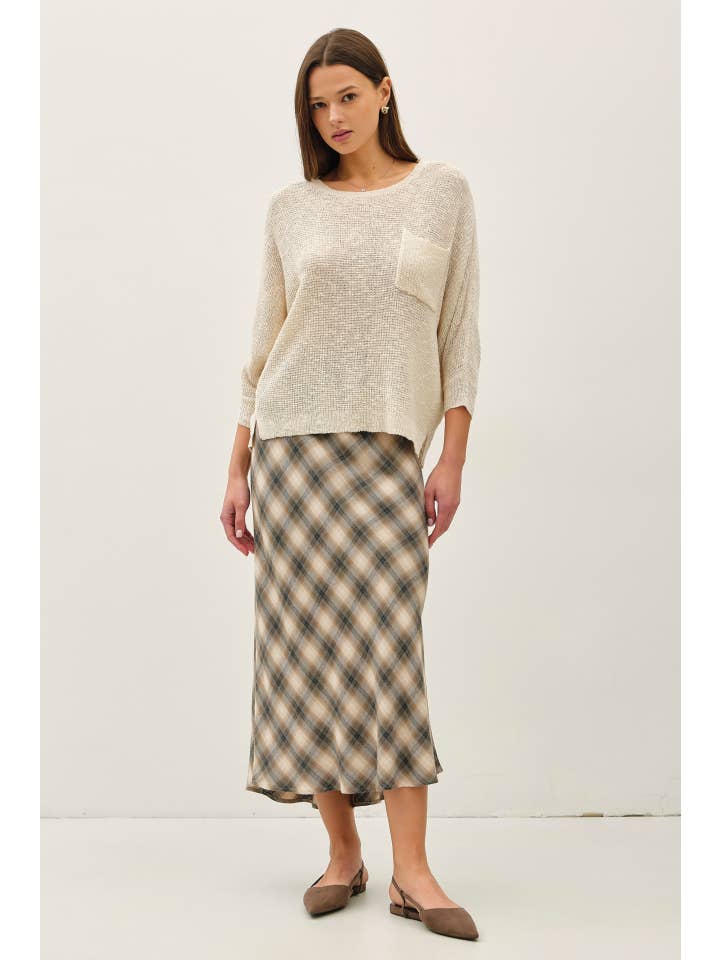 Front Pocket Dolman Long Sleeve Knit Sweater, 5 Available Colors