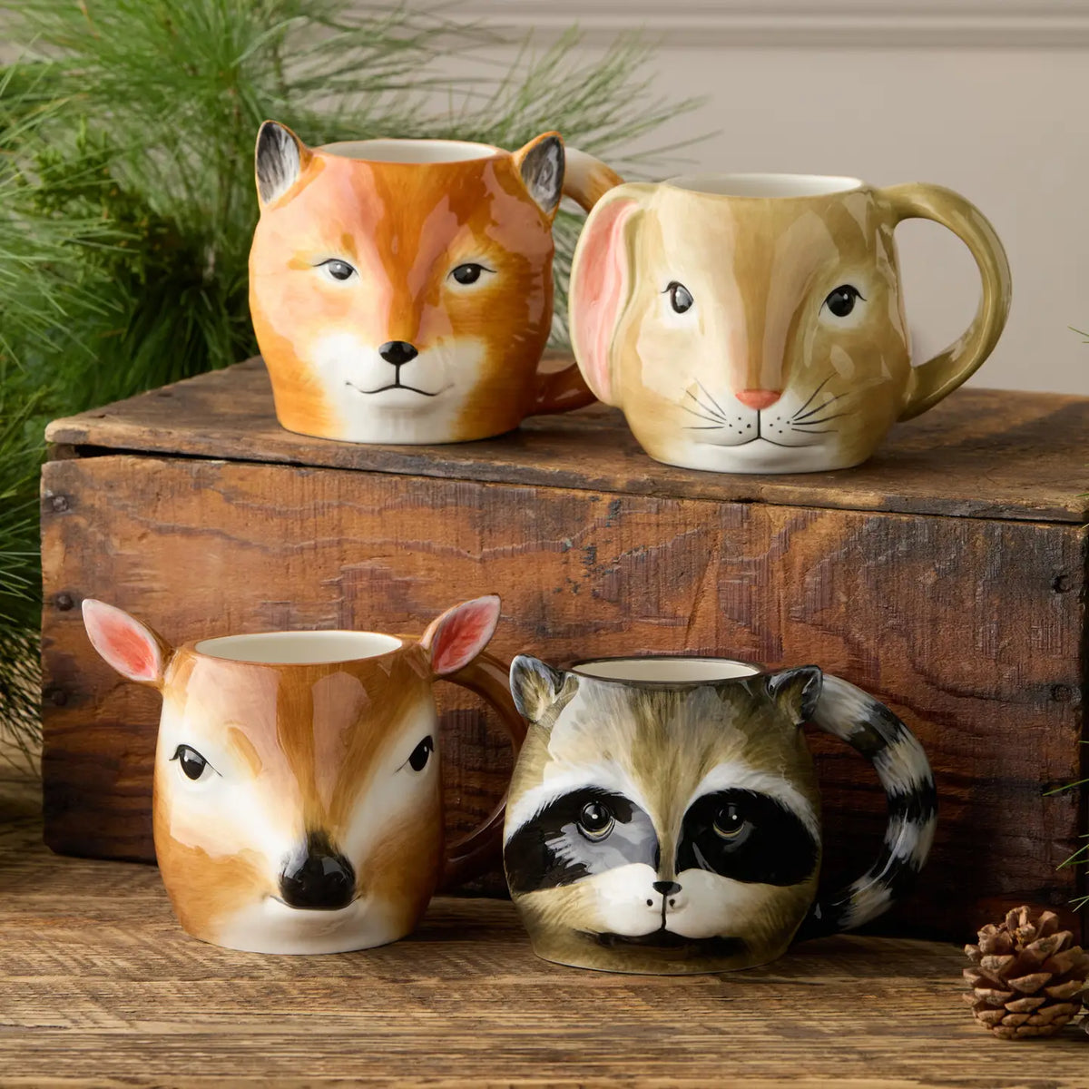Certified International Winter Cabin 3D Woodland Animal Face 16oz Mug, 4 Available Styles - Little Miss Muffin Children & Home