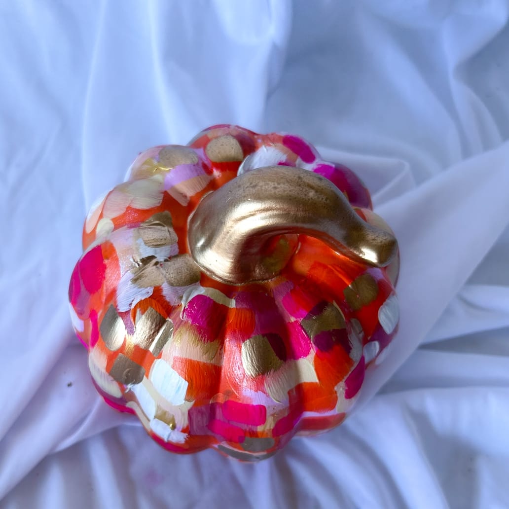 Jessica Reynolds Art Orange & Pink Abstract Pumpkin - Little Miss Muffin Children & Home