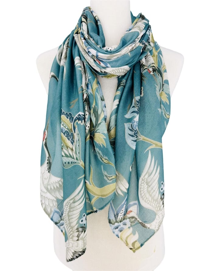 JC Sunny Fashion JC Sunny Teal-Multi Crane Scarf - Little Miss Muffin Children & Home