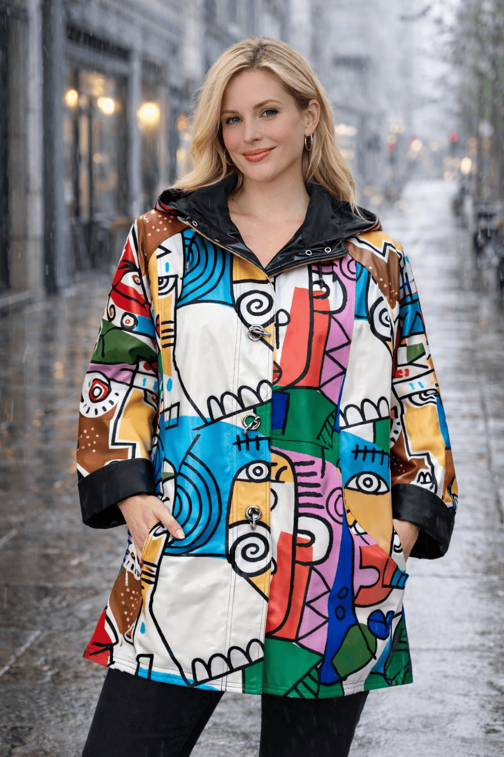Aria Collection Cubism Art Reversible Toggle Raincoat - Little Miss Muffin Children & Home