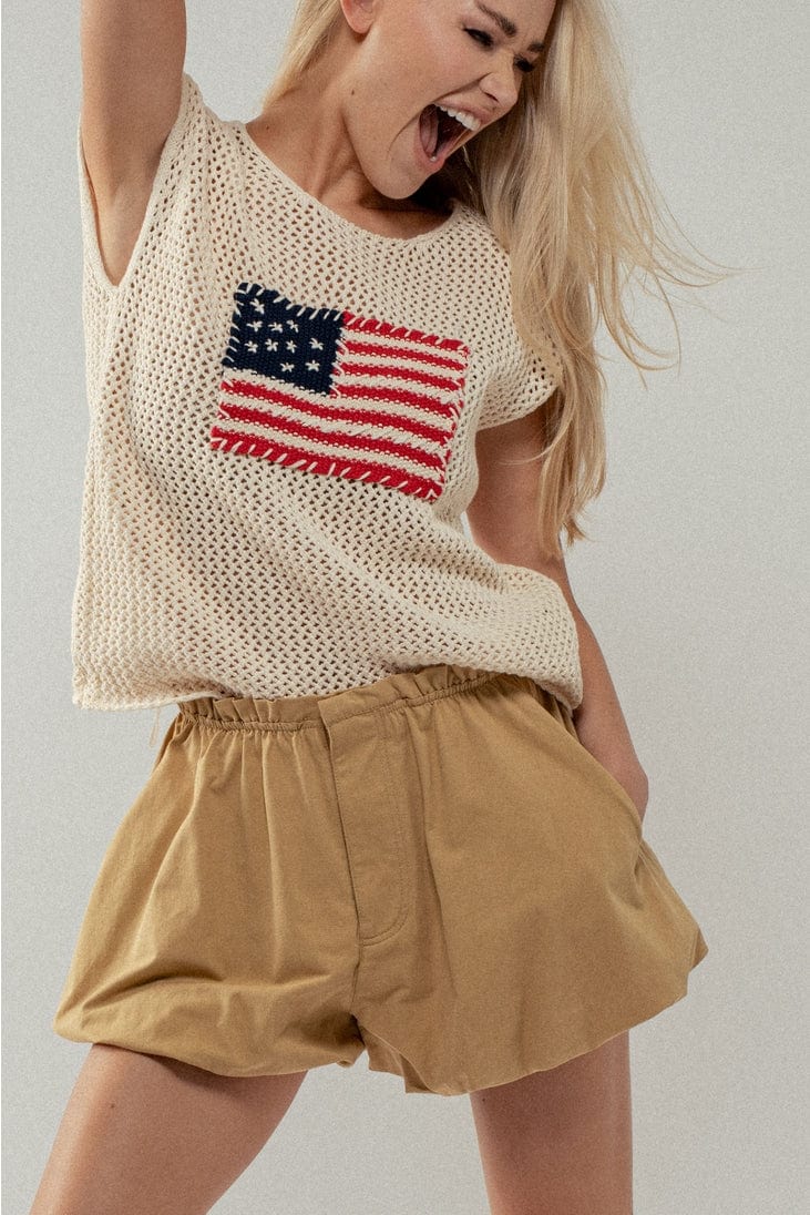 Urban Daizy Crochet Flag Cap Sleeve Crewneck Sweater - Little Miss Muffin Children & Home