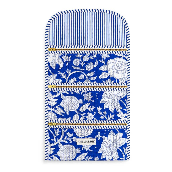 Amelia Rose Jewelry Cotton Quilted Jewelry Roll in Cornflower - Little Miss Muffin Children & Home