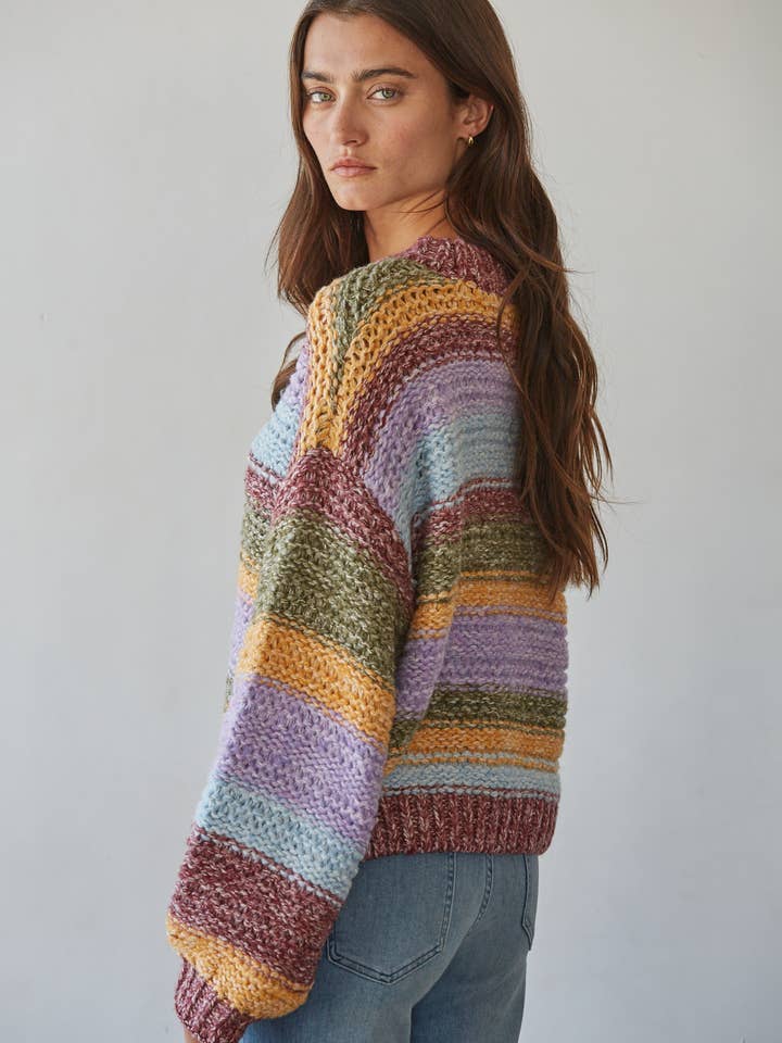 Multi Color Knit Pullover Sweater