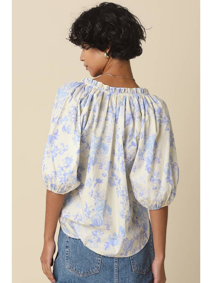 Olivaceous Hazel Floral Puff Sleeve Blouse - Little Miss Muffin Children & Home