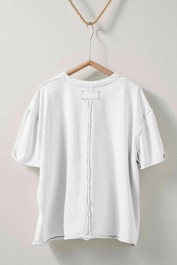 Urban Daizy Oversized Boxy Cotton Crewneck Tee in White - Little Miss Muffin Children & Home