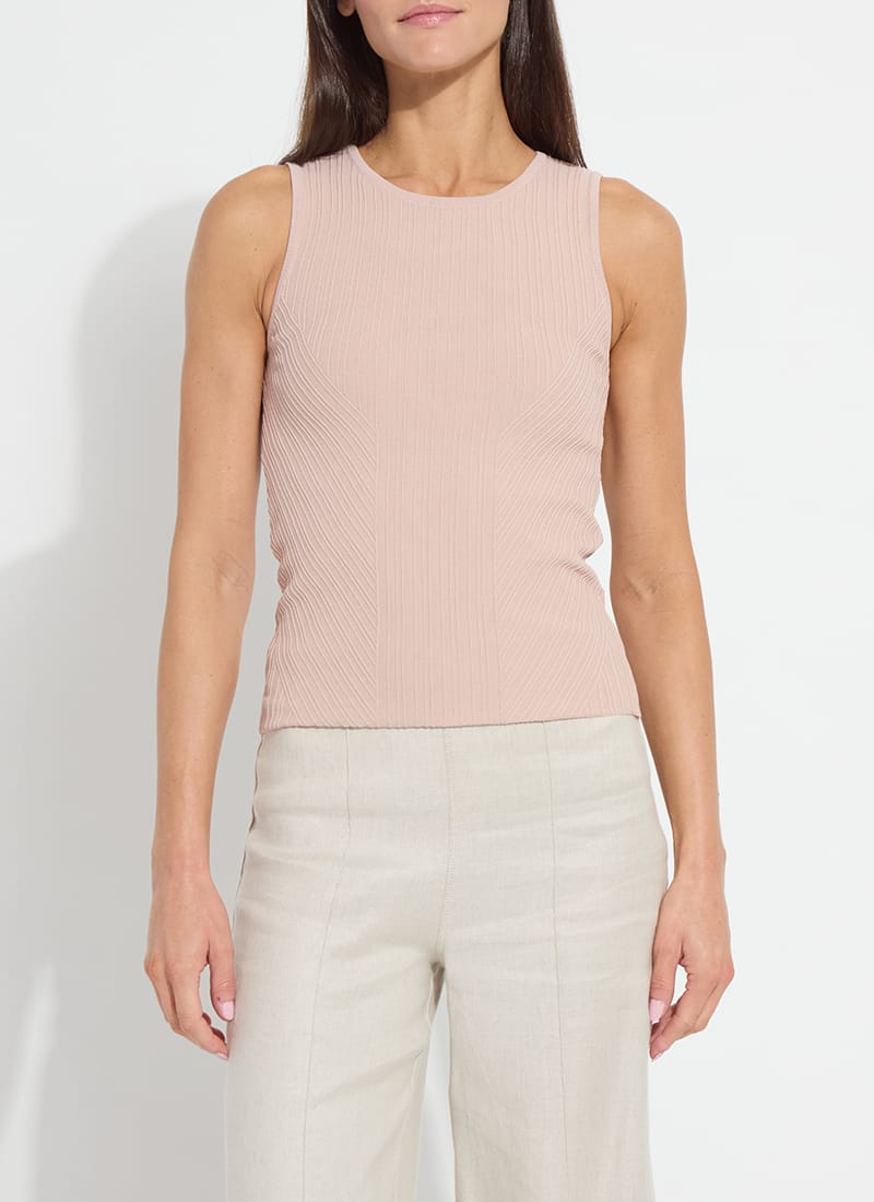 Lysse Andreia Ribbed Knit Tank in Sabbia Rose