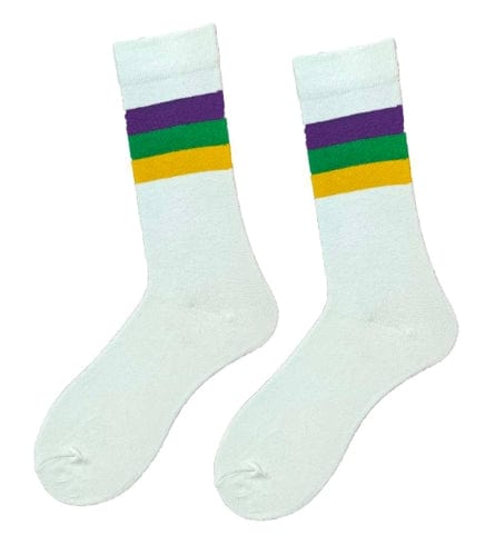 Mardi Gras Creations Mardi Gras Creations Kids' White Stripe Ribbed Socks - Little Miss Muffin Children & Home