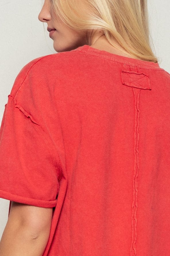Urban Daizy Oversized Boxy Cotton Crewneck Tee in Red - Little Miss Muffin Children & Home