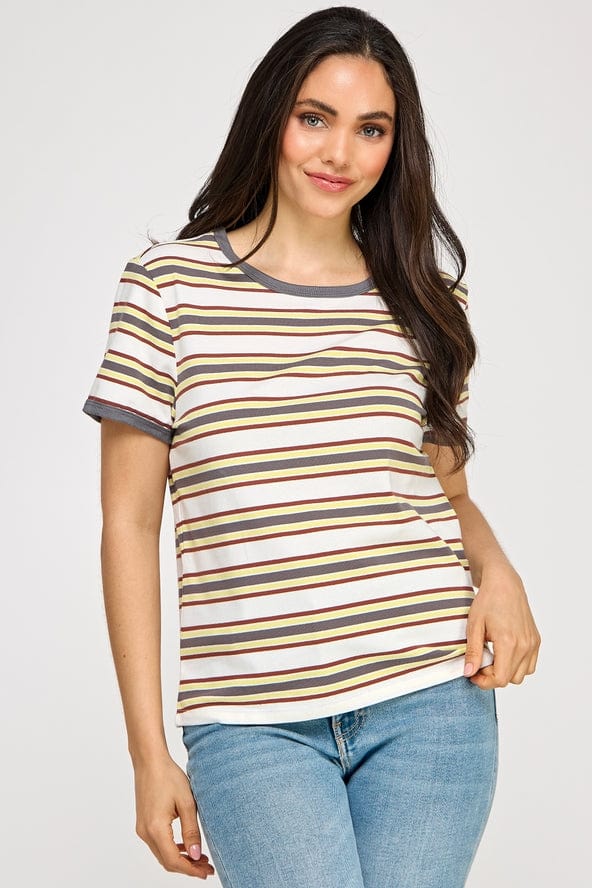 Ellison Striped Crew Neck Tee - Little Miss Muffin Children & Home