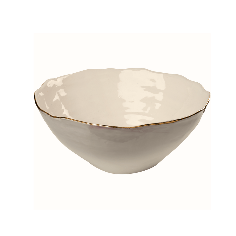 Gold Rim Serving Bowl with Crown