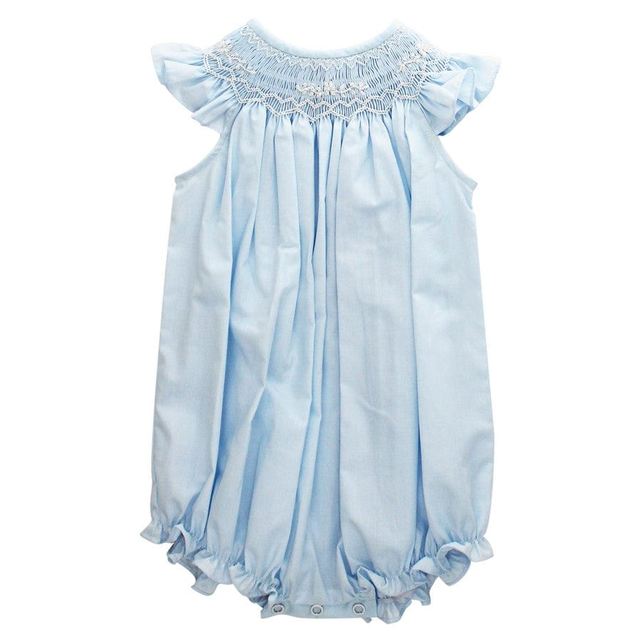 Bailey Boys Bailey Boys Pale Blue Geometric Smocked Bishop Short Romper - Little Miss Muffin Children & Home