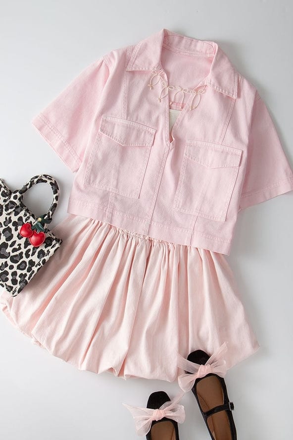 Urban Daizy Urban Daizy Collared Camp Shirt in Soft Pink - Little Miss Muffin Children & Home