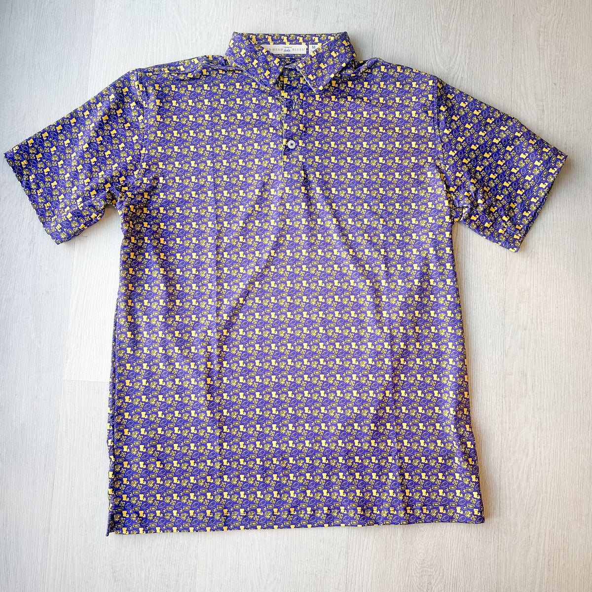 Bald Head Blues Fighting Tiger Gold All-Over Print on Purple Men's Albatross Polo - Little Miss Muffin Children & Home