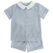 Light Blue Check Dressy Short Set
