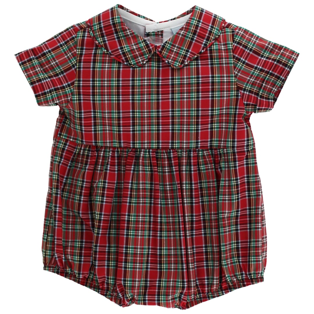 Bailey Boys Bailey Boys Baby Boys’ Tartan Plaid Short-Sleeve Dressy Bubble, 3M–12M - Little Miss Muffin Children & Home