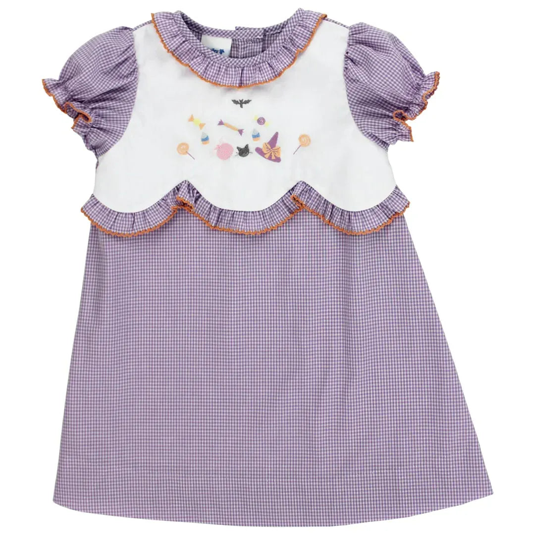 Girls' Trick-or-Treat Purple Gingham Dress