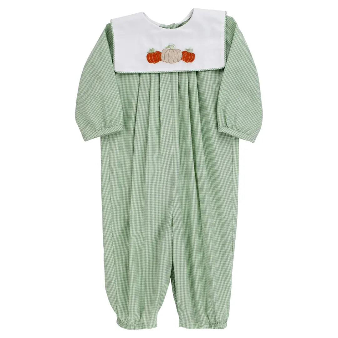 Boys' Harvest Pumpkins Lime Gingham Dressy Long Bubble