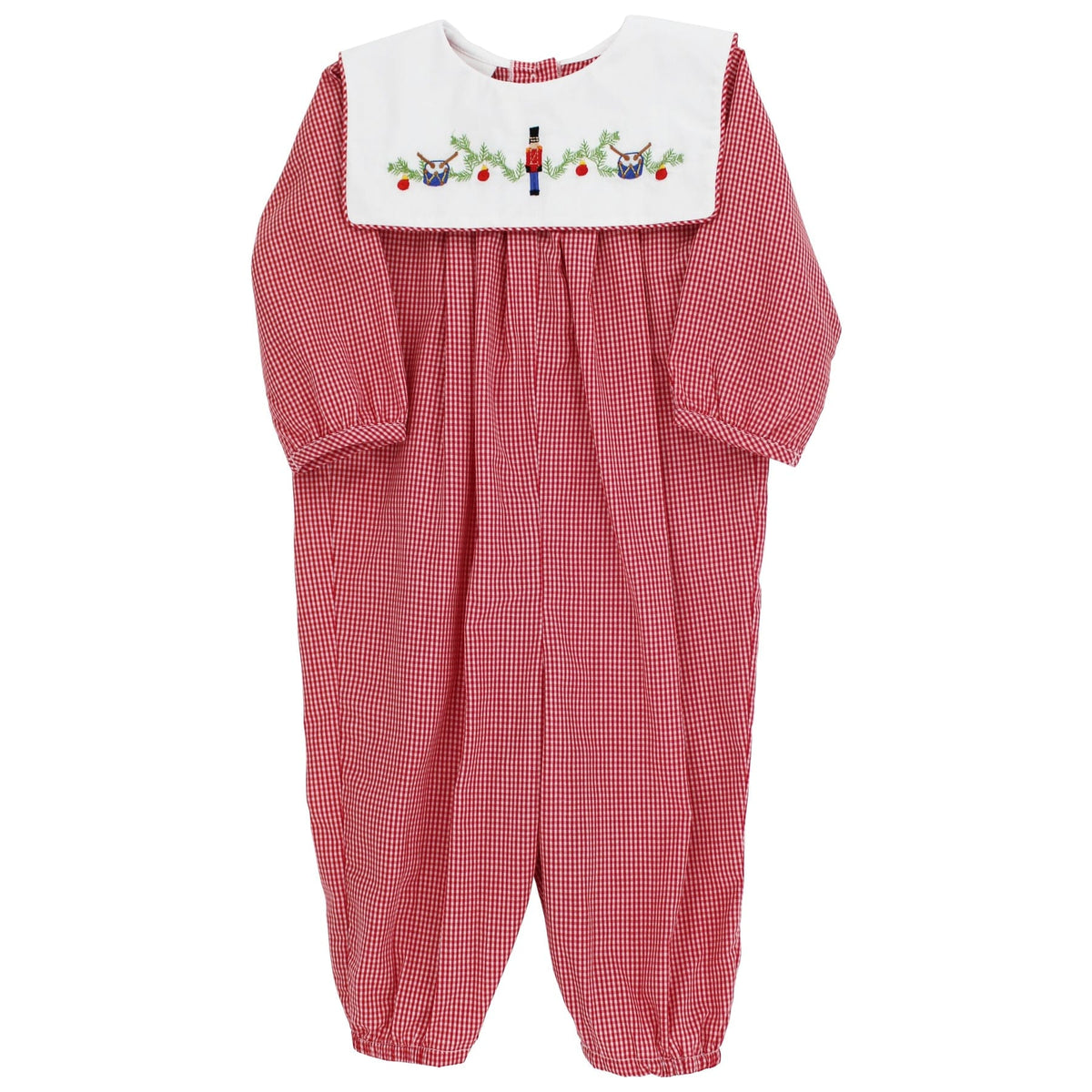 Nutcracker Classic Red Gingham Dressy Bubble Long for baby boys by Bailey Boys