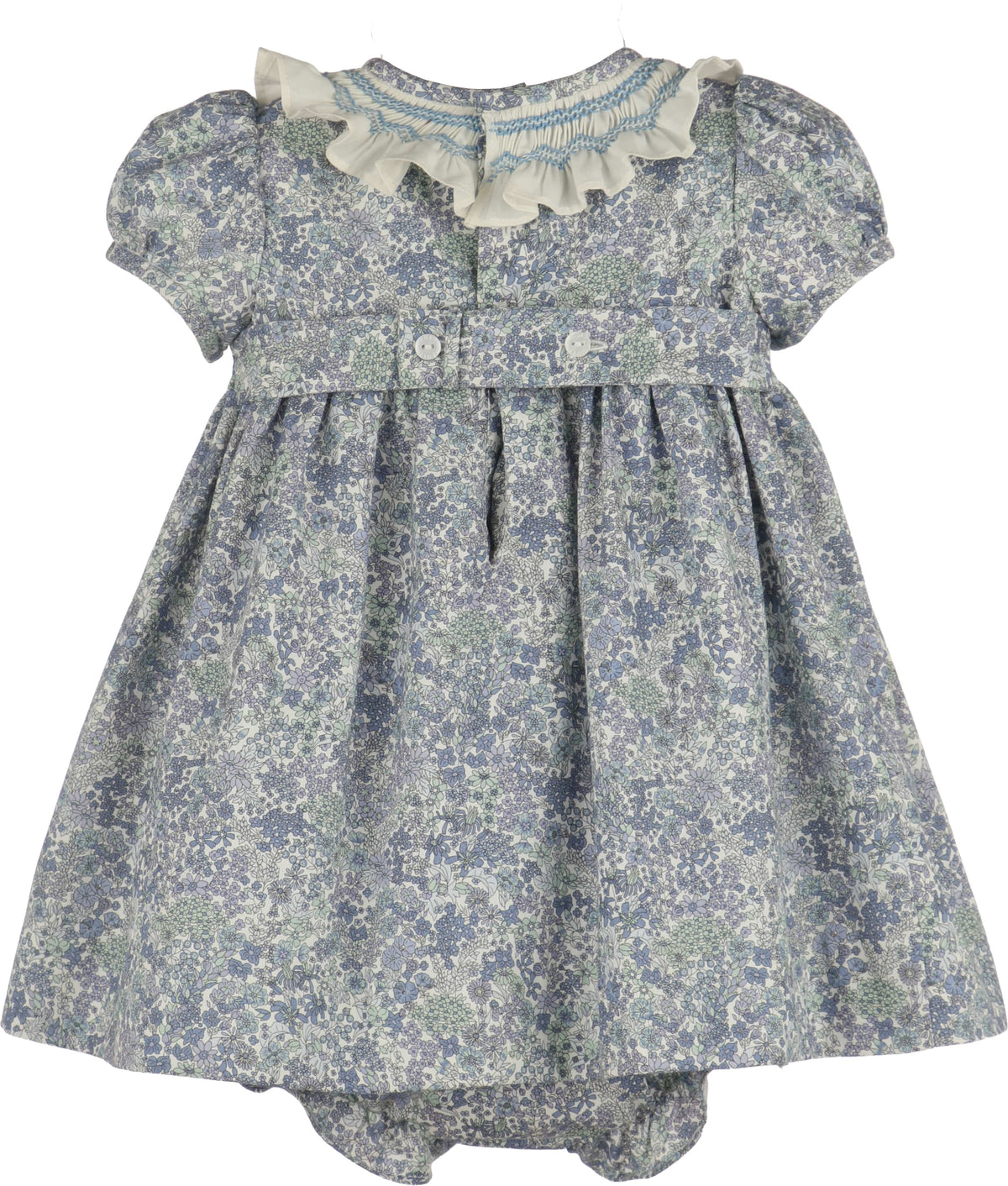 Blue Fall Bloom Smock Dress