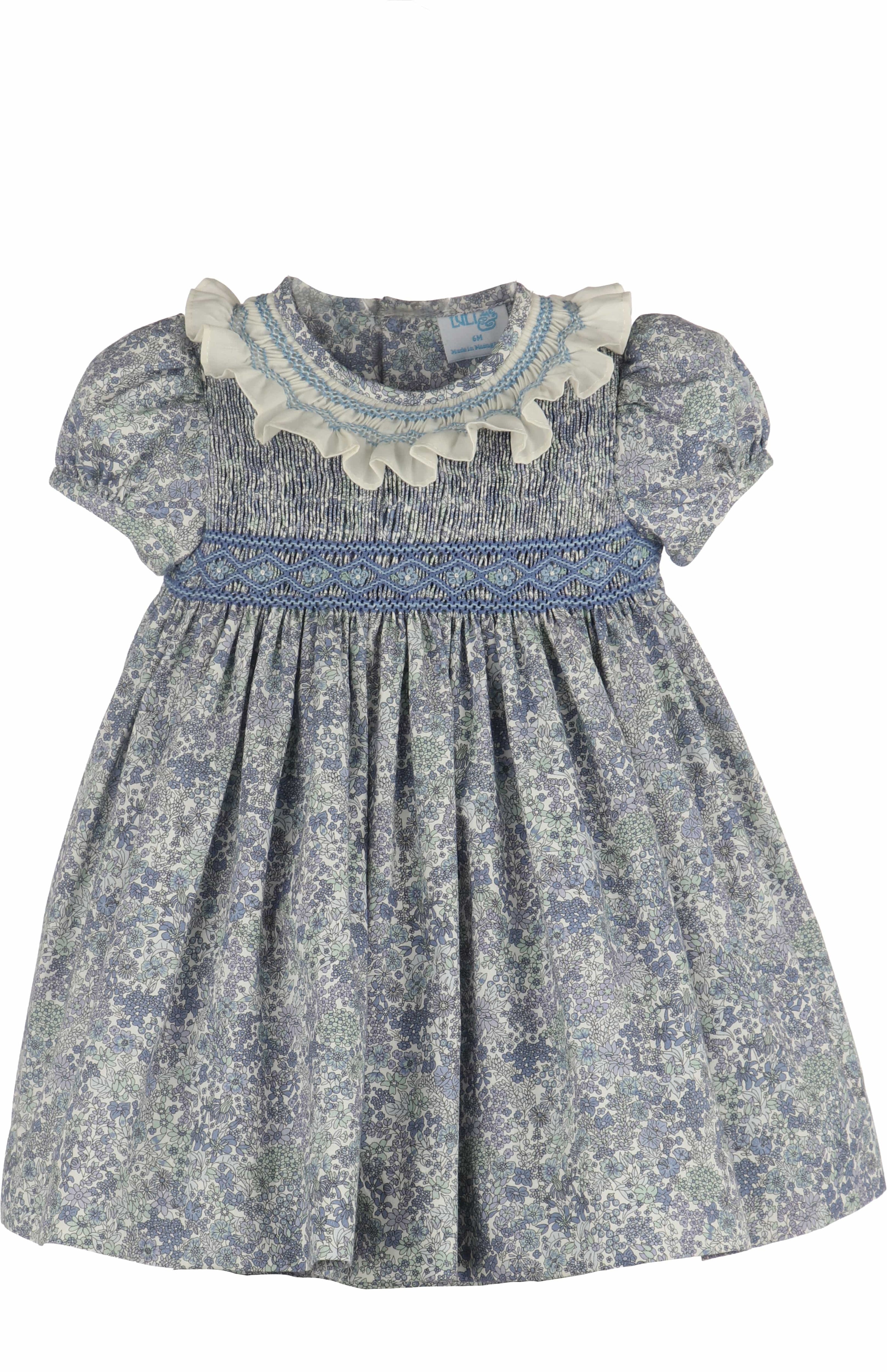 Blue Fall Bloom Smock Dress