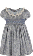 Blue Fall Bloom Collar Dress