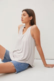 Be Cool Be Cool V-Neck Racerback Knit Tank in Pebble - Little Miss Muffin Children & Home