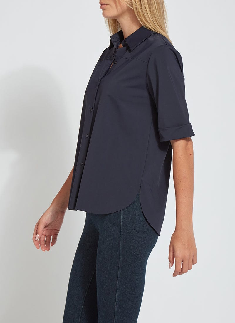 Lysse Lysse Josie Short Sleeve Button Down in True Navy - Little Miss Muffin Children & Home