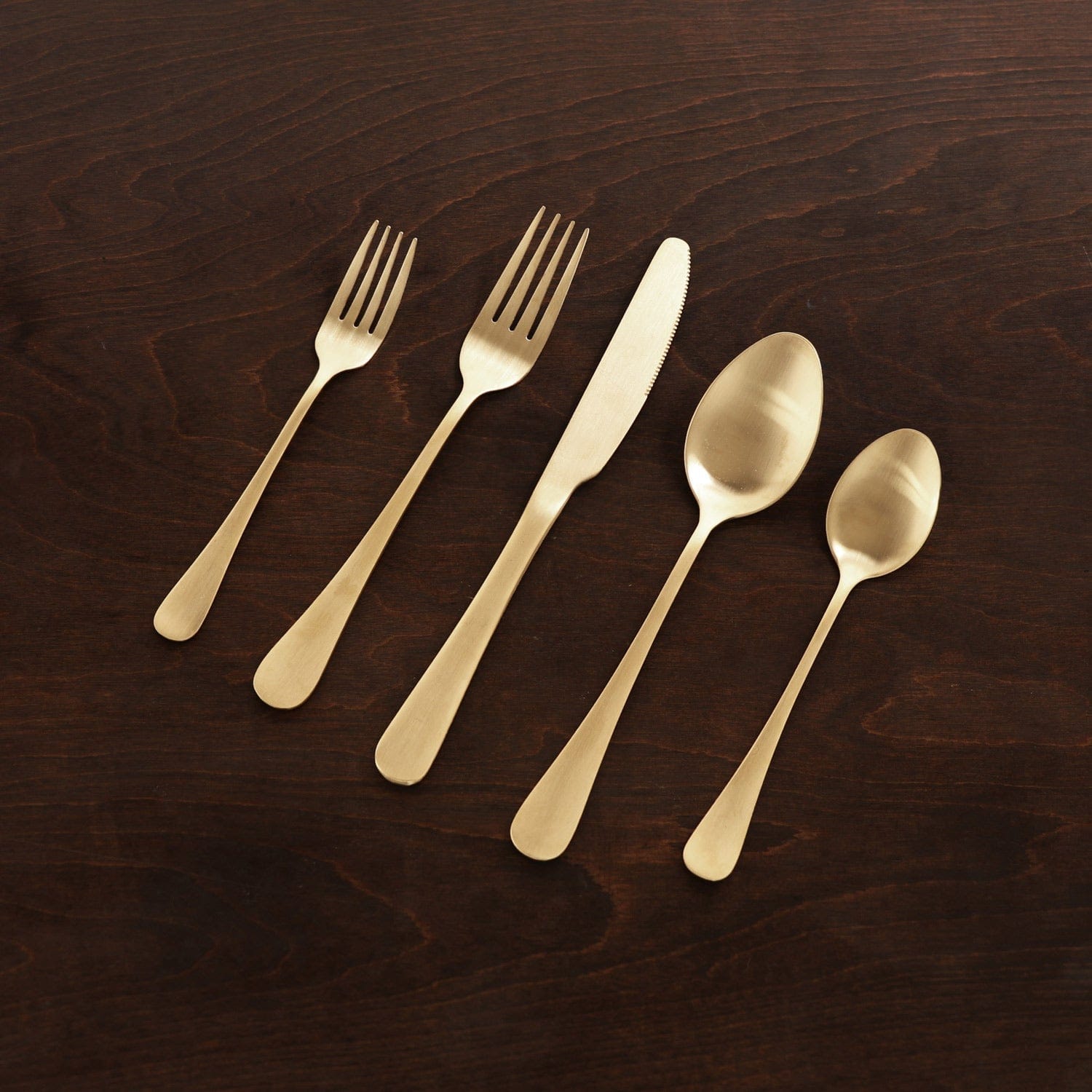 Vida Set of 5 Full Brushed Champagne Gold Droplet Stainless Flatware