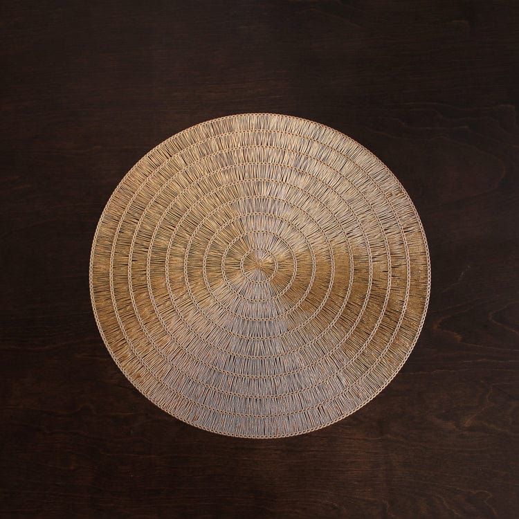 Beatriz Ball Beatriz Ball Vida Basketweave 15" Gold Round Placemats Set of 4 - Little Miss Muffin Children & Home