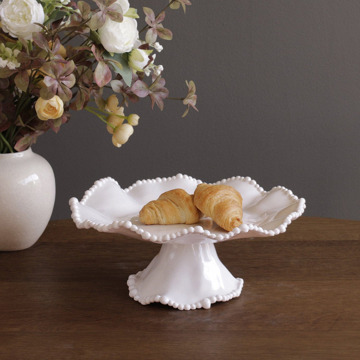 Beatriz Ball Vida Alegria Small Pedestal Cake Plate, White - Little Miss Muffin Children & Home