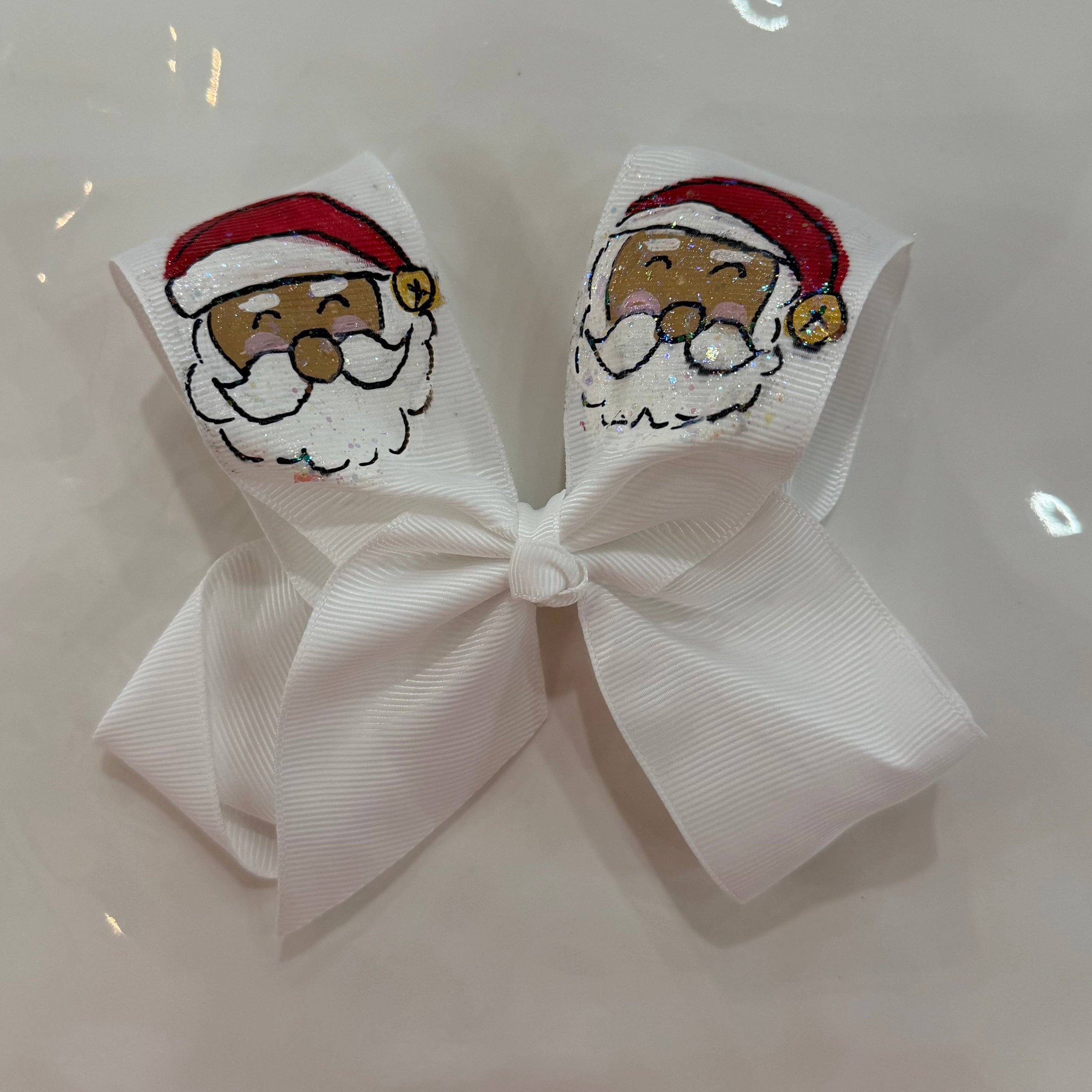 Heidi Davis Bows Santa Hand Painted Glitter Bow Double Glitter - Little Miss Muffin Children & Home