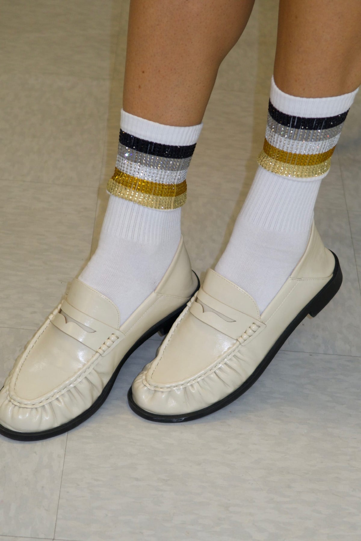 Sparkle City Sparkle City Black & Gold Rhinestone Crew Socks - Little Miss Muffin Children & Home