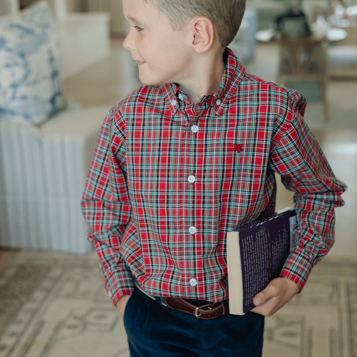 Bailey Boys J. Bailey Boys’ Roscoe Tartan Plaid Long-Sleeve Button-Down Shirt - Little Miss Muffin Children & Home