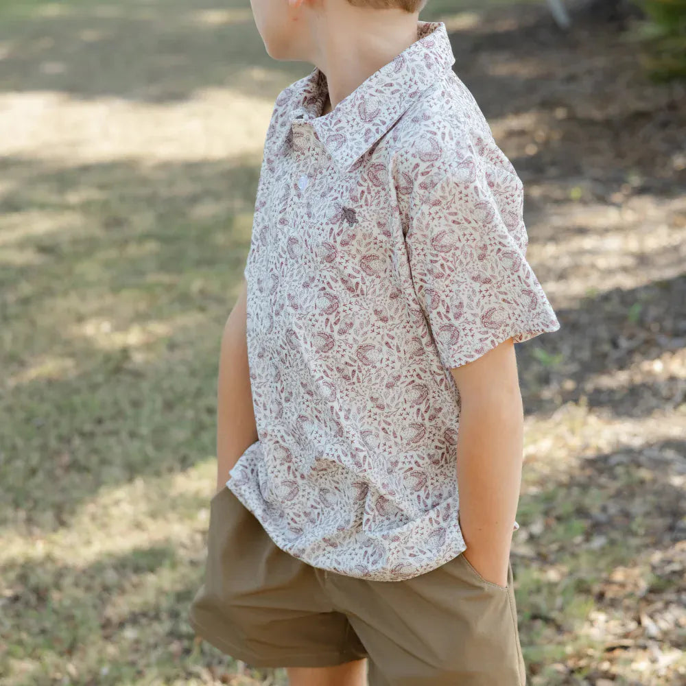 Henry Short Sleeve Performance Polo in Turkey Print